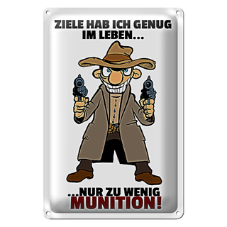 Blechschild Spruch 20x30cm Ziele genug nur zu wenig Munition