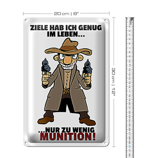 Blechschild Spruch 20x30cm Ziele genug nur zu wenig Munition