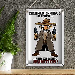 Blechschild Spruch 20x30cm Ziele genug nur zu wenig Munition