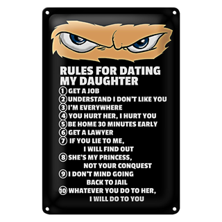 Blechschild Spruch 20x30cm Rules for dating my daughter Ninja