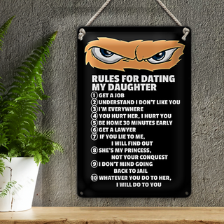 Blechschild Spruch 20x30cm Rules for dating my daughter Ninja