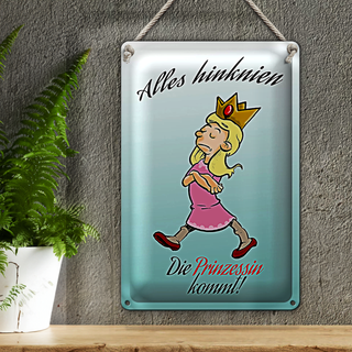 Blechschild Spruch 20x30cm Alles hinknien Prinzessin kommt