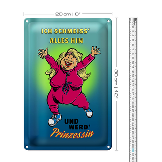 Blechschild Spruch 20x30cm Schmeiss alles hin werd Prinzessin