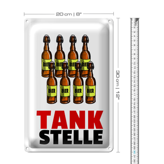 Blechschild 20x30cm Tankstelle (Bierflaschen)