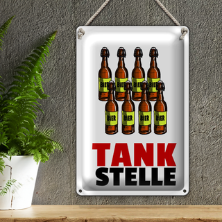 Blechschild 20x30cm Tankstelle (Bierflaschen)