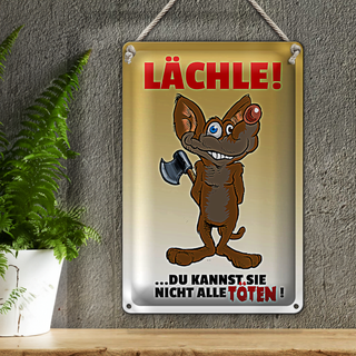 Blechschild Spruch 20x30cm Lächle Du kannst Sie nicht alle Töten