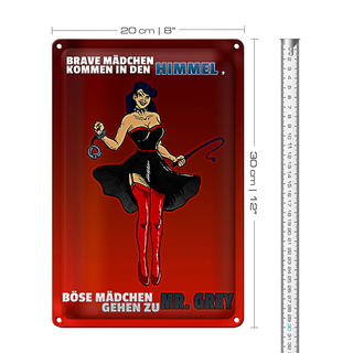 Blechschild Spruch 20x30cm Böse Mädchen gehen zu Mr. Grey
