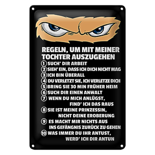 Blechschild Spruch 20x30cm Regeln um mit Tochter auszugehen