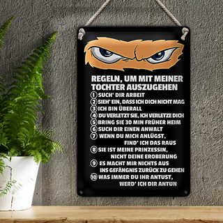 Blechschild Spruch 20x30cm Regeln um mit Tochter auszugehen