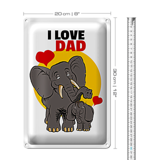 Blechschild Spruch 20x30cm I love Dad (Elefanten)