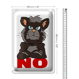 Blechschild Spruch 20x30cm Katze NO Nein Tiere