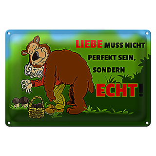 Blechschild Spruch 30x20cm Liebe nicht perfekt sondern echt sein