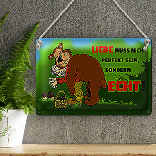 Blechschild Spruch 30x20cm Liebe nicht perfekt sondern echt sein
