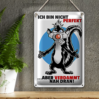 Blechschild Spruch 20x30cm Bin nicht perfekt aber nah dran