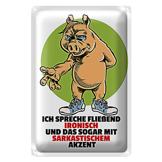 Blechschild Spruch 20x30cm Spreche fließend ironisch