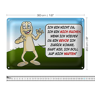 Blechschild Spruch 30x20cm Bin nicht da bin mich suchen