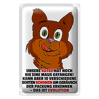 Blechschild Spruch 20x30cm Katze hat noch nie Maus gefangen