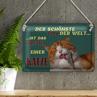 Blechschild Spruch 30x20cm Schönste Ton ist Katzenschnurren