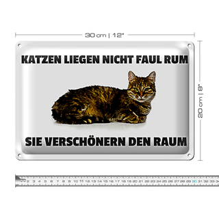 Blechschild Spruch 30x20cm Katzen verschönern den Raum