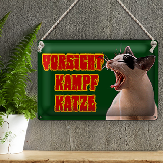 Blechschild Spruch 30x20cm Vorsicht Kampfkatze