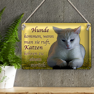 Blechschild Spruch 30x20cm Hunde kommen Katzen kehren zurück