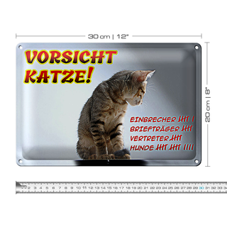 Blechschild Spruch 30x20cm Vorsicht Katze