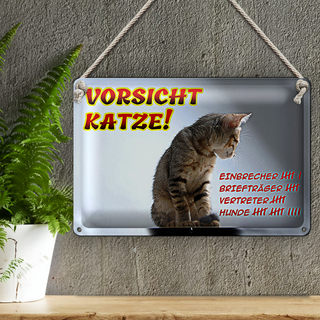 Blechschild Spruch 30x20cm Vorsicht Katze