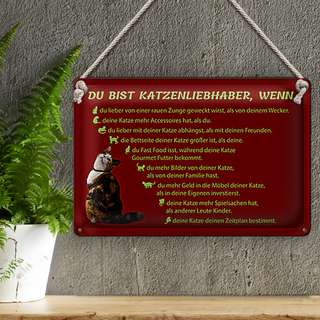 Blechschild Spruch 30x20cm du bist Katzenliebhaber wenn