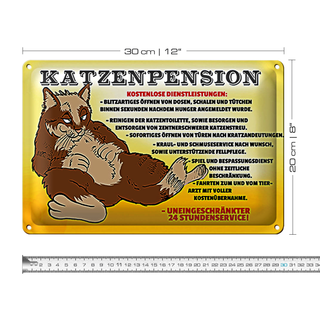 Blechschild Spruch 30x20cm Katzenpension 24h Service