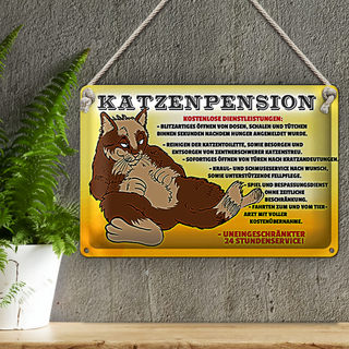 Blechschild Spruch 30x20cm Katzenpension 24h Service