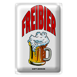 Blechschild 20x30cm Freibier gibt's morgen (Bierkrug)
