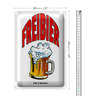 Blechschild 20x30cm Freibier gibt's morgen (Bierkrug)