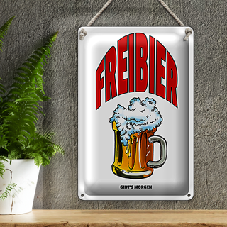 Blechschild 20x30cm Freibier gibt's morgen (Bierkrug)