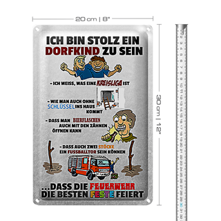 Blechschild Spruch 20x30cm Stolz Dorfkind zu sein