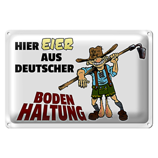 Blechschild Spruch 30x20cm hier Eier aus deutscher Bodenhaltung