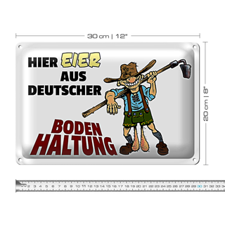 Blechschild Spruch 30x20cm hier Eier aus deutscher Bodenhaltung