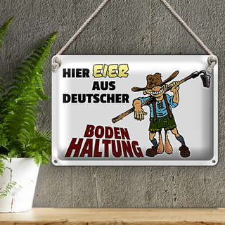 Blechschild Spruch 30x20cm hier Eier aus deutscher Bodenhaltung