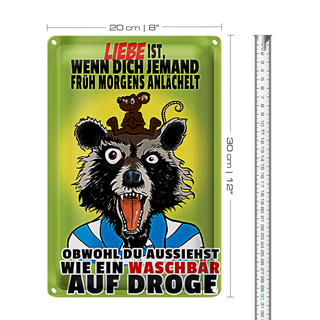 Blechschild Spruch 20x30cm Liebe ist wenn morgens angelächelt
