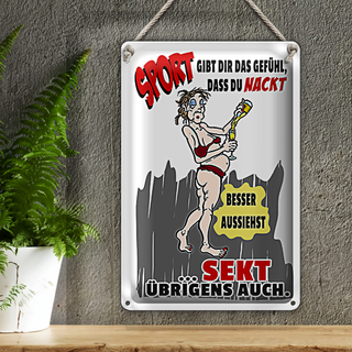 Blechschild 20x30cm Sport Sekt nackt besser