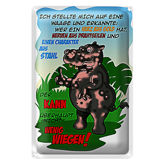 Blechschild Spruch 20x30cm Ich stellte mich auf Waage