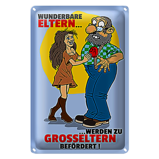 Blechschild Spruch 20x30cm Eltern werden zu Großeltern befördert