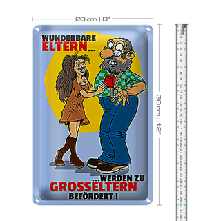 Blechschild Spruch 20x30cm Eltern werden zu Großeltern befördert