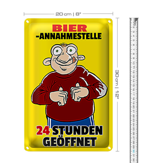 Blechschild 20x30cm Bierannahmestelle 24h geöffnet Bier