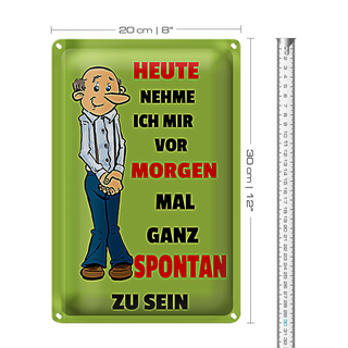 Blechschild Spruch 20x30cm vornehmen morgen spontan zu sein