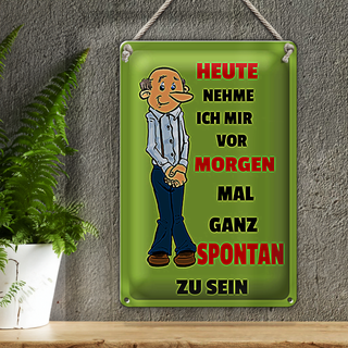 Blechschild Spruch 20x30cm vornehmen morgen spontan zu sein