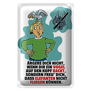 Blechschild Spruch 20x30cm Freu dich Elefanten nicht fliegen