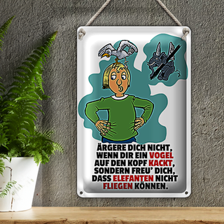 Blechschild Spruch 20x30cm Freu dich Elefanten nicht fliegen