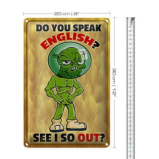 Blechschild Spruch 20x30cm Do you speak english See i so out