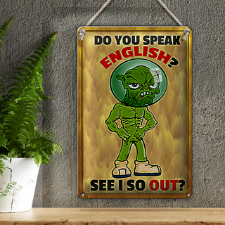 Blechschild Spruch 20x30cm Do you speak english See i so out