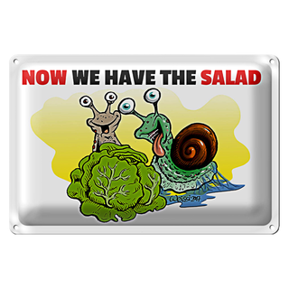 Blechschild Spruch 30x20cm Now we have the salad Schnecken